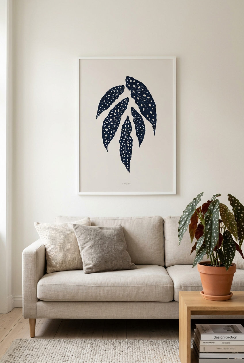 הדפס - Botanical silhouette - Begonia Maculata (Polka dot plant)