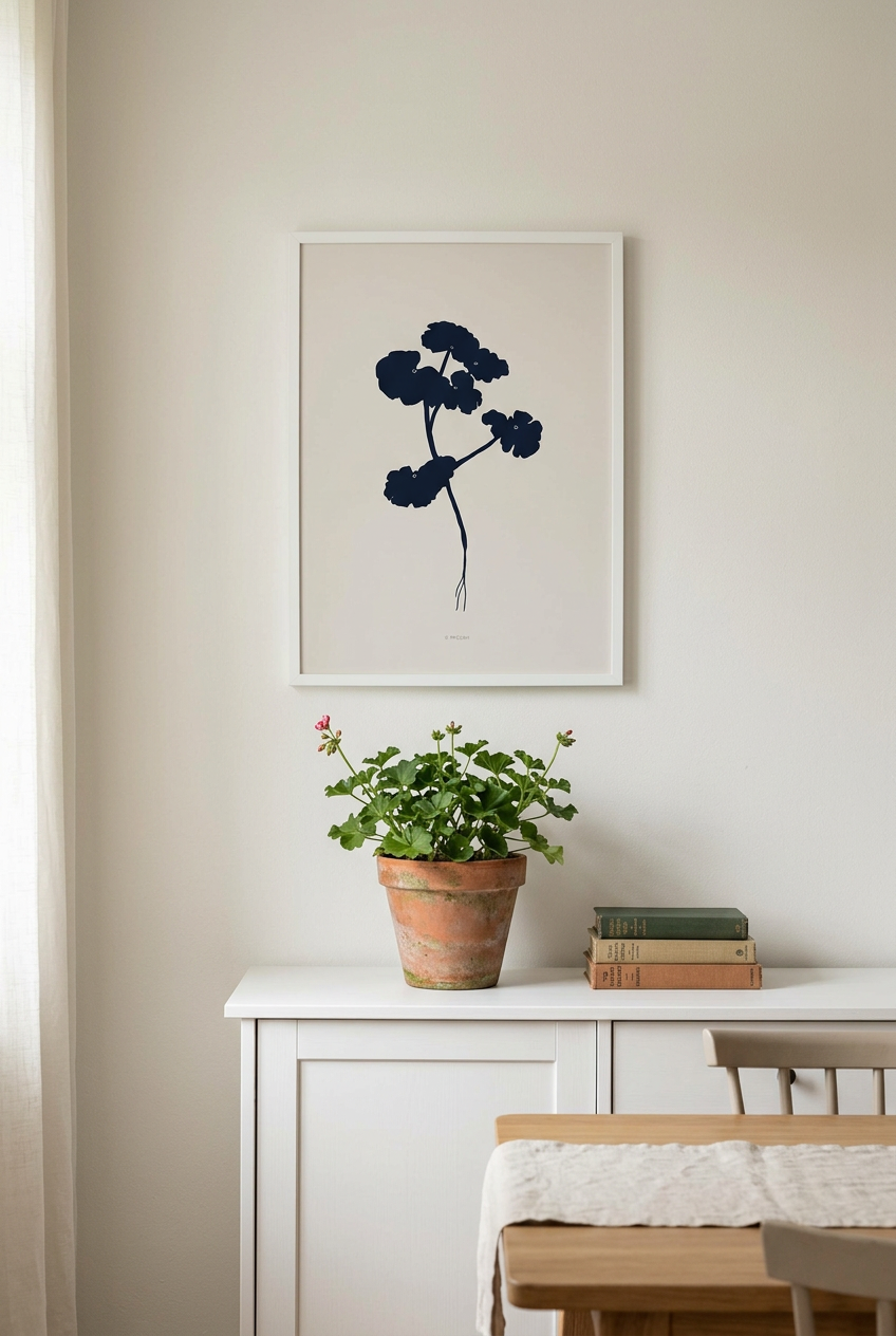 הדפס - Botanical silhouette - Pelargonium plant