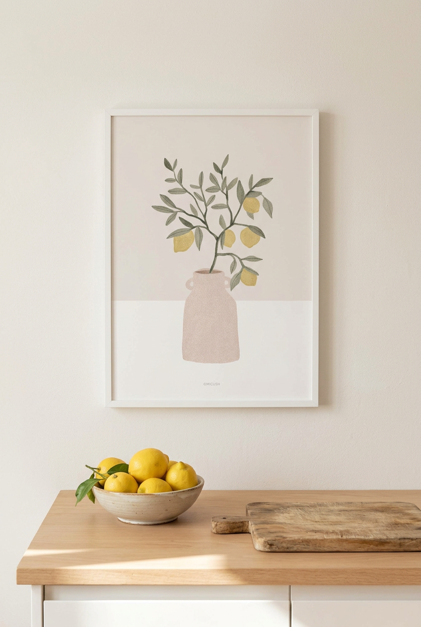 הדפס - Pottery and Flowers - Lemon Branch