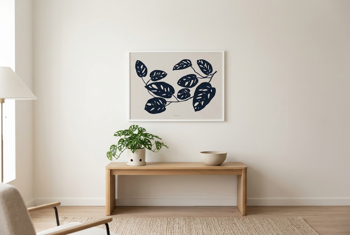 הדפס - Botanical silhouette - Monstera Obliqua