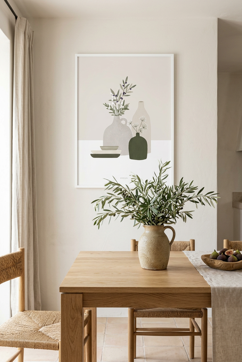 הדפס - Pottery and Flowers - Olive Branch