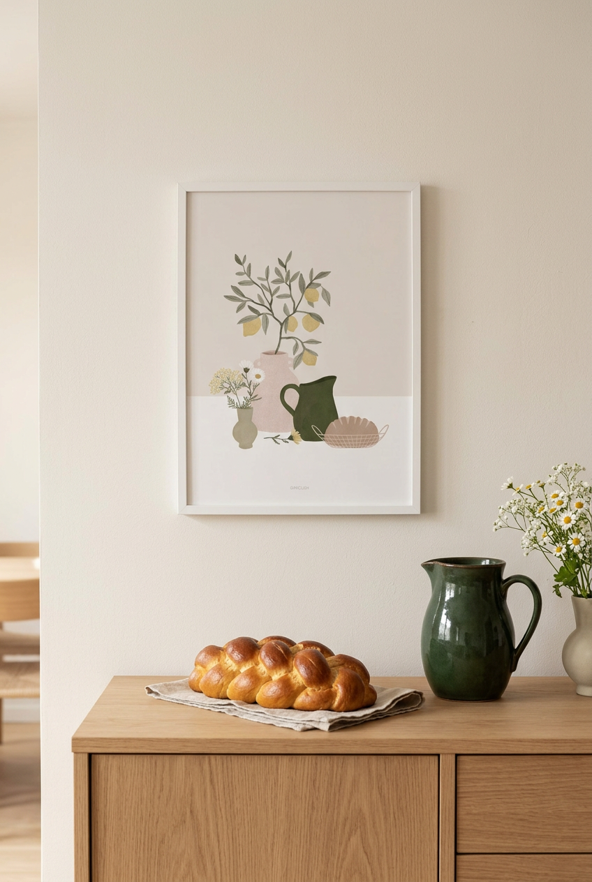 הדפס - Pottery and Flowers - Festive Table