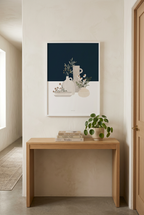 הדפס - Pottery and Flowers - Dark Blue