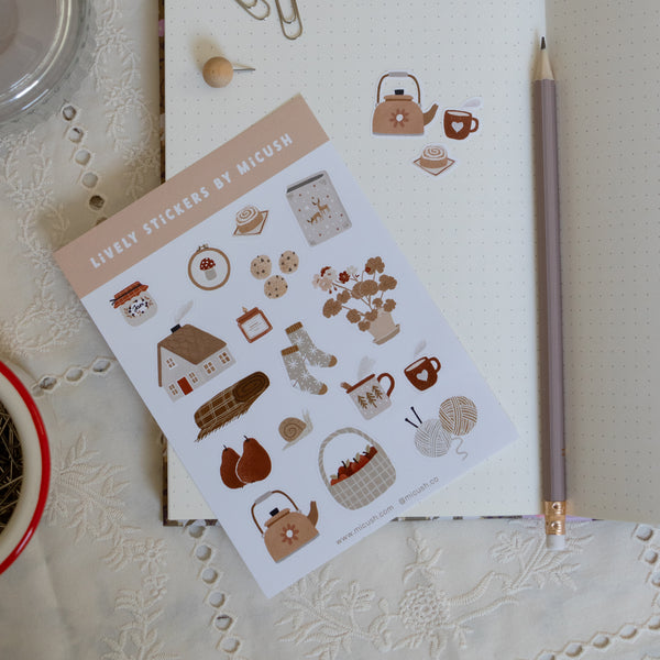 דף מדבקות - סתיו נעים