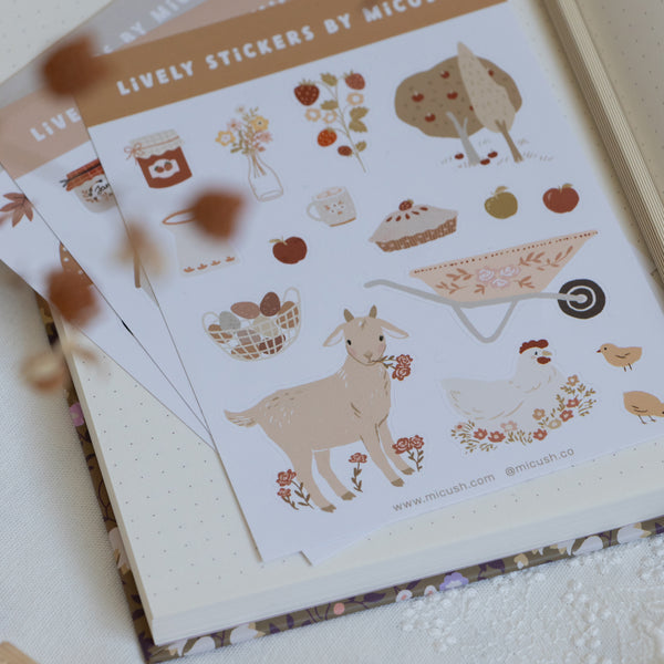 דף מדבקות - כפריות פשוטה