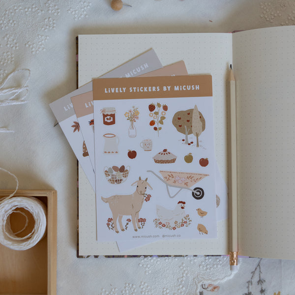 דף מדבקות - כפריות פשוטה