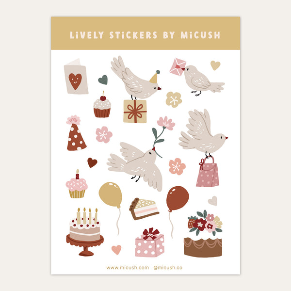 דף מדבקות - יום הולדת ציפורים