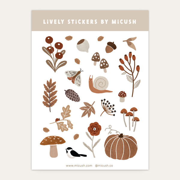 דף מדבקות - טבע סתווי