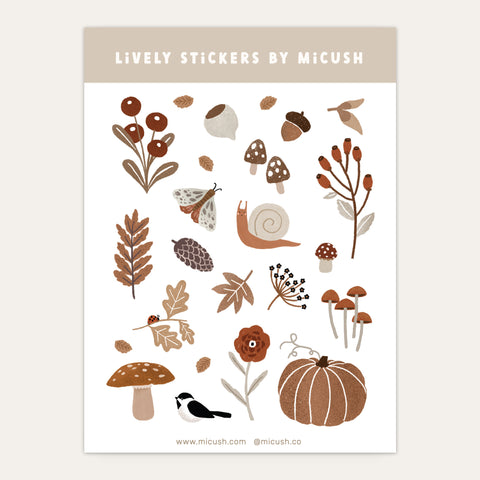 דף מדבקות - טבע סתווי