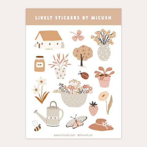 דף מדבקות - גינה כפרית