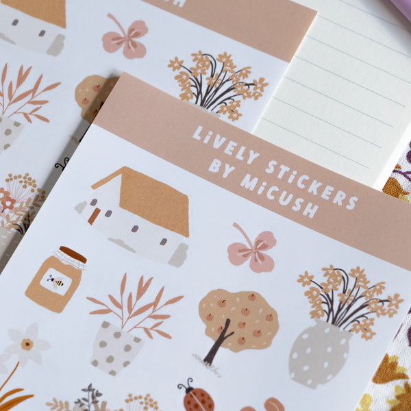 דף מדבקות - גינה כפרית