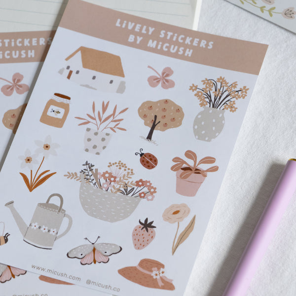 דף מדבקות - גינה כפרית