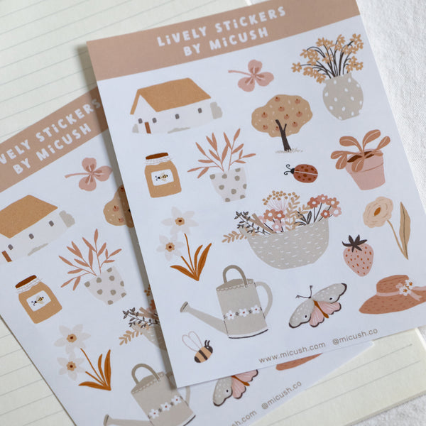 דף מדבקות - גינה כפרית