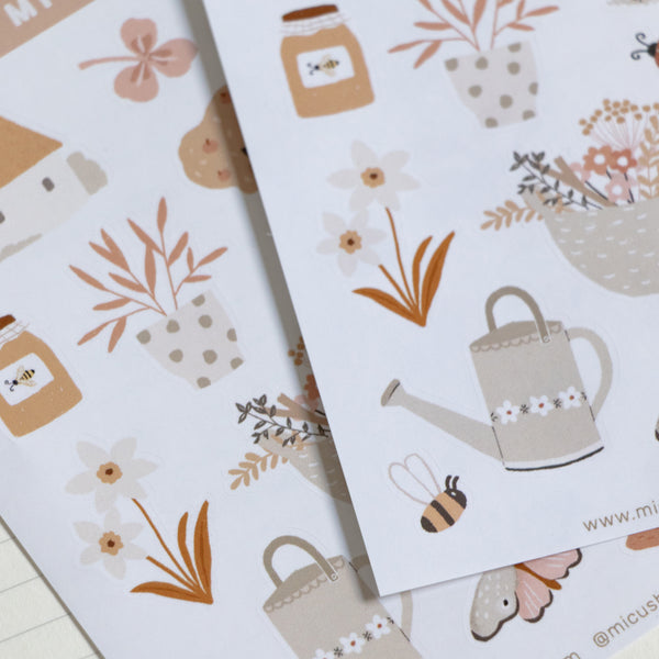 דף מדבקות - גינה כפרית