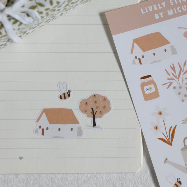 דף מדבקות - גינה כפרית