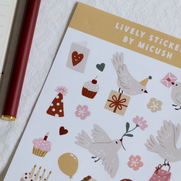 דף מדבקות - יום הולדת ציפורים