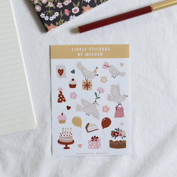 דף מדבקות - יום הולדת ציפורים