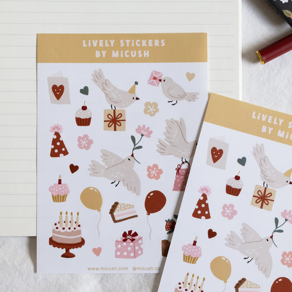 דף מדבקות - יום הולדת ציפורים