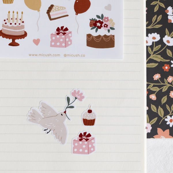 דף מדבקות - יום הולדת ציפורים