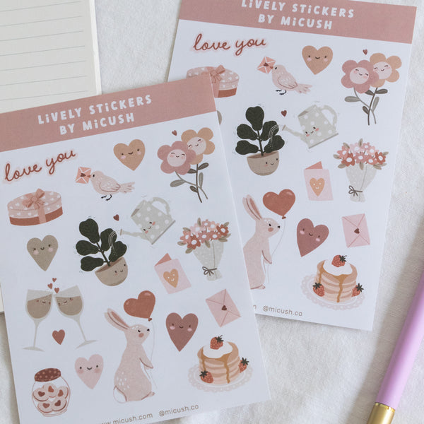 דף מדבקות - אהבה