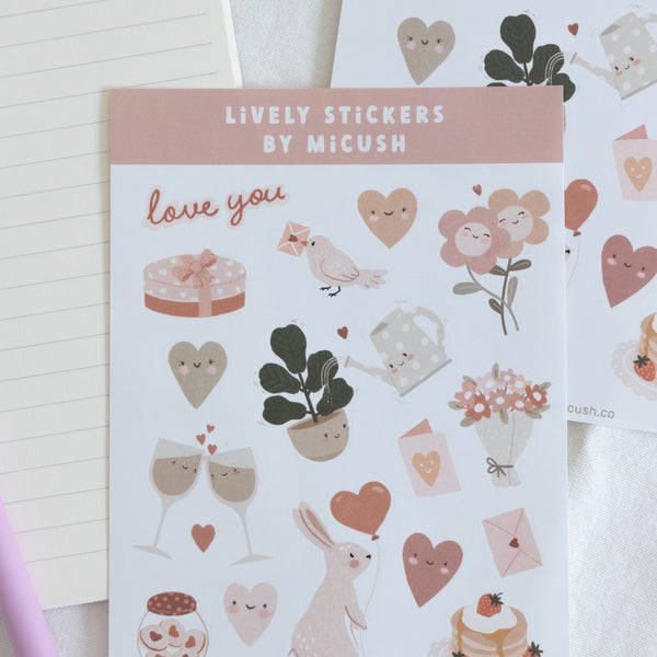 דף מדבקות - אהבה