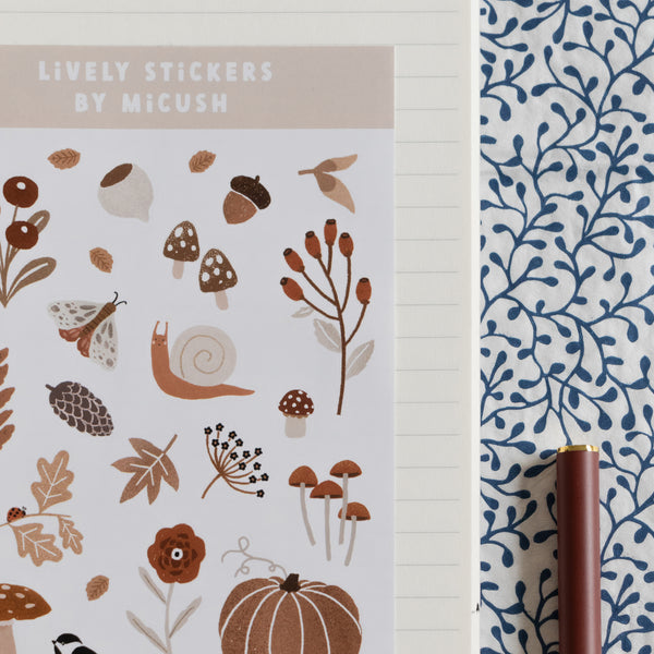 דף מדבקות - טבע סתווי