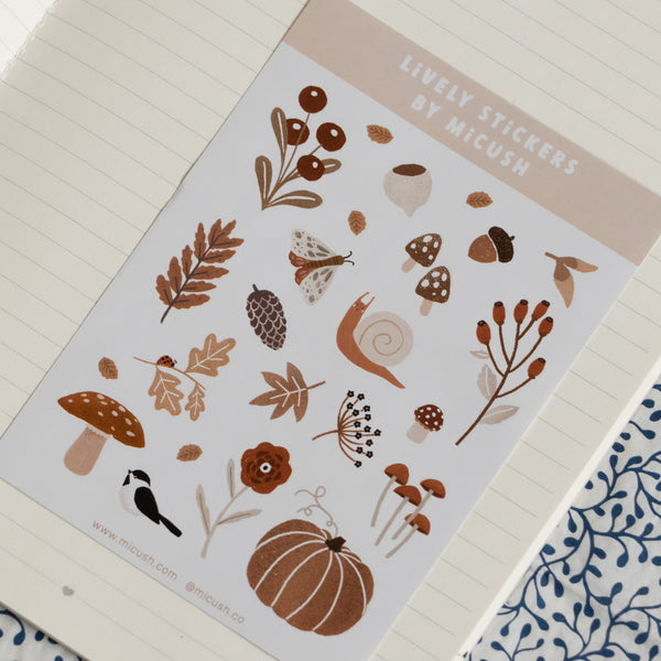 דף מדבקות - טבע סתווי