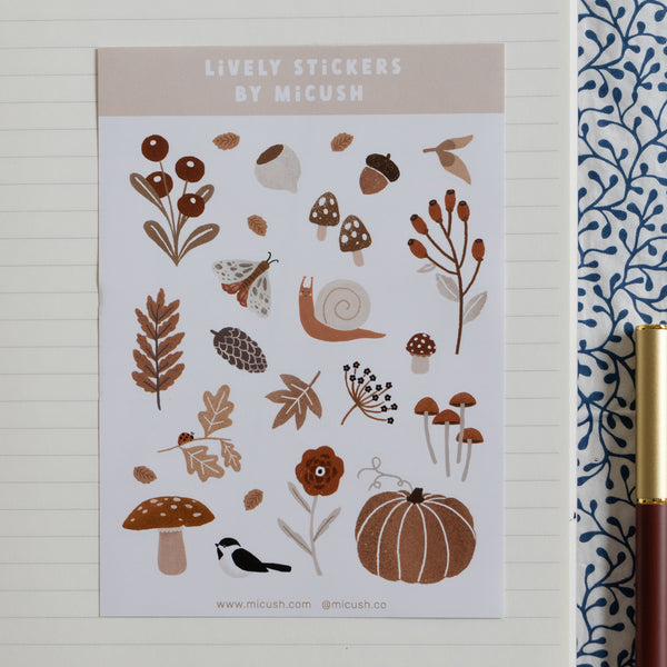 דף מדבקות - טבע סתווי