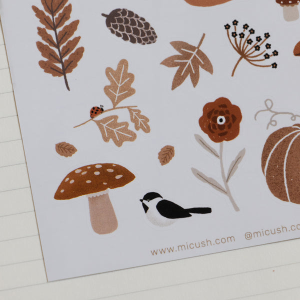 דף מדבקות - טבע סתווי