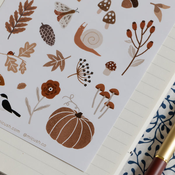 דף מדבקות - טבע סתווי