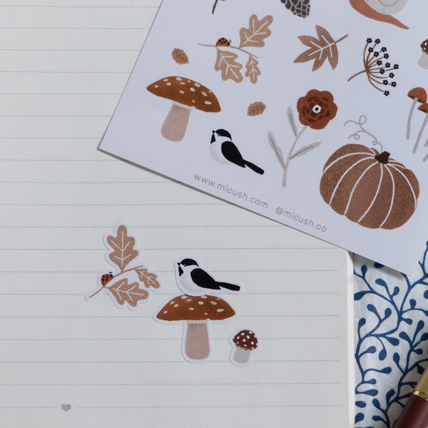 דף מדבקות - טבע סתווי