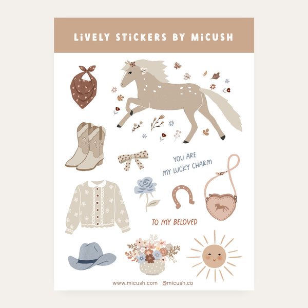 דף מדבקות - מערב פרוע ילדה