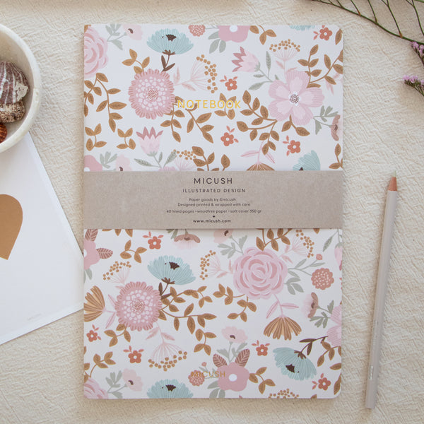 מחברת תפורה - Spring Retro Flowers