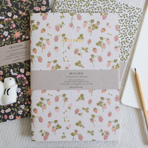 מחברת תפורה -  Strawberries