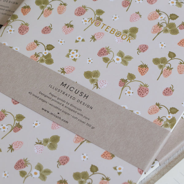 מחברת תפורה -  Strawberries