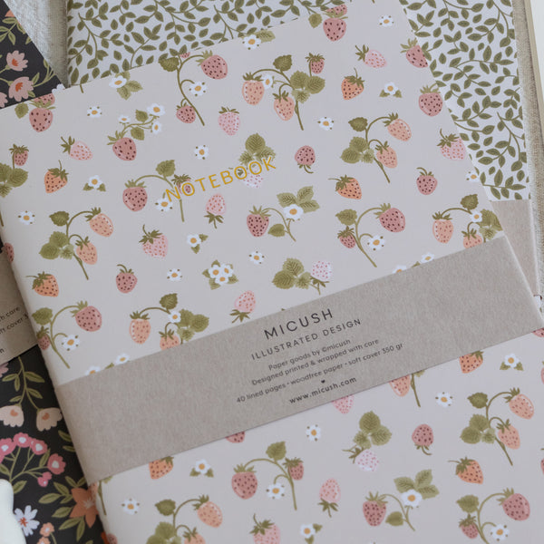 מחברת תפורה -  Strawberries