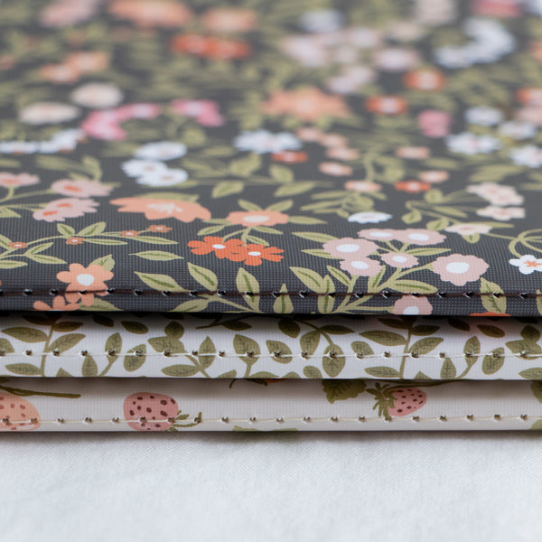 מחברת תפורה - Colorful flowers dark