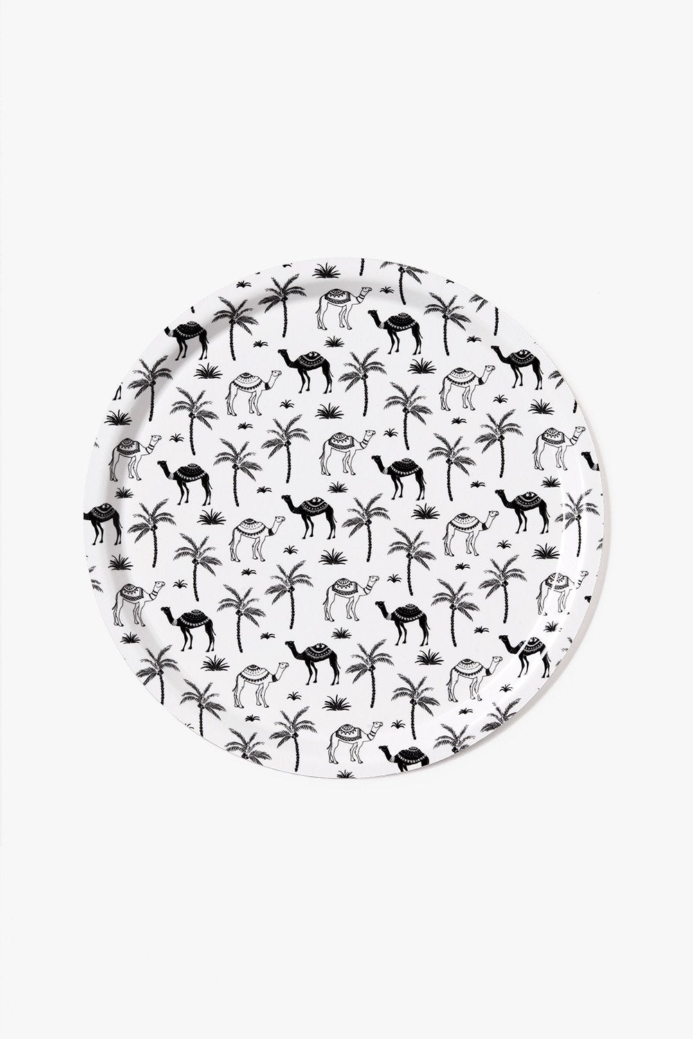 מגש עץ - Black and White Camels Pattern