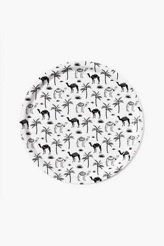 מגש עץ - Black and White Camels Pattern