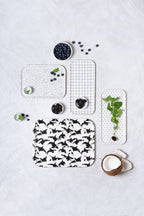 מגש עץ - Black and White Orcas Pattern