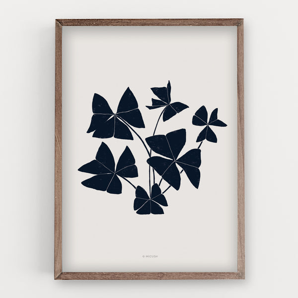 הדפס - Botanical silhouette - Oxalis triangularis (False shamrock)