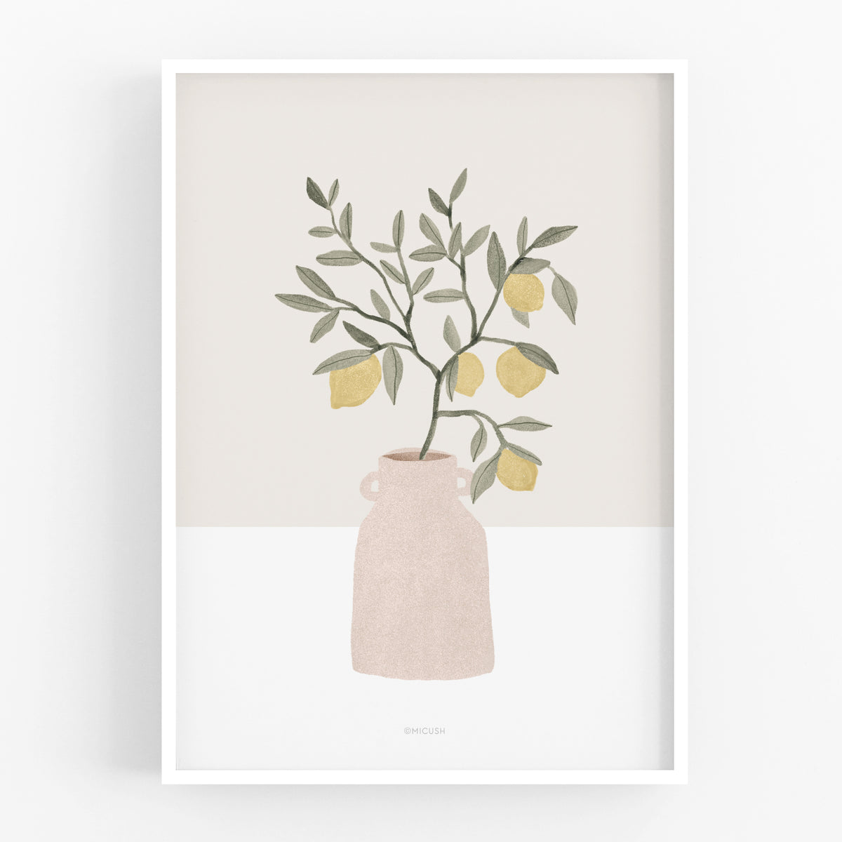הדפס - Pottery and Flowers - Lemon Branch