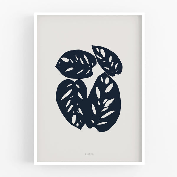 הדפס - Botanical silhouette - Monstera Obliqua Leaf