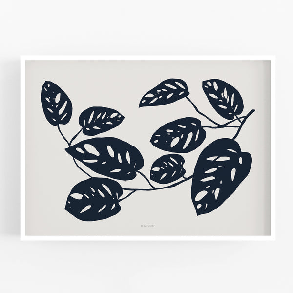 הדפס - Botanical silhouette - Monstera Obliqua