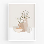 הדפס - Pottery and Flowers - Spring Table