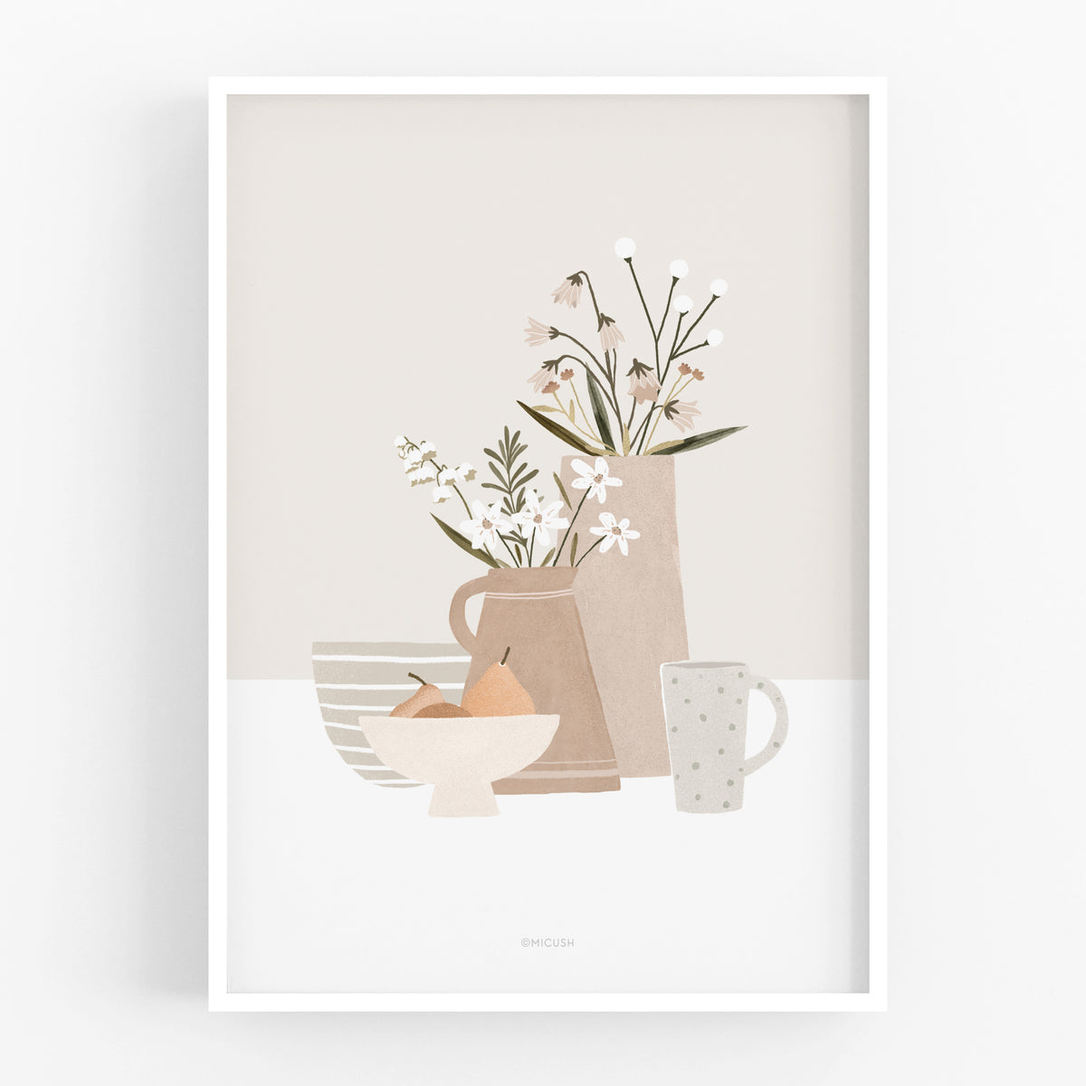 הדפס - Pottery and Flowers - Spring Table