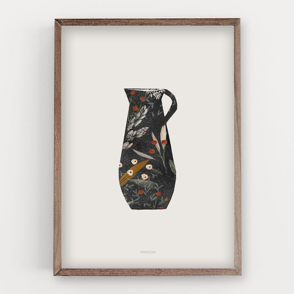 הדפס - Black Floral Vase