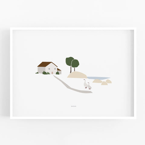 הדפס - Countryside Landscape  - Ducks