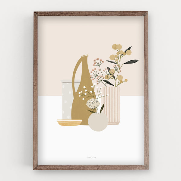 הדפס - Pottery and Flowers - Blush