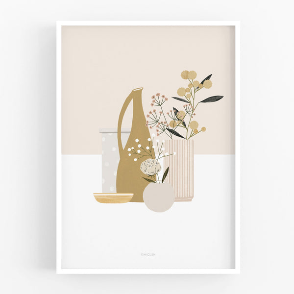 הדפס - Pottery and Flowers - Blush